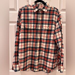 Old Navy Men's Plaid Flannel Shirt - Red, Blue, and White